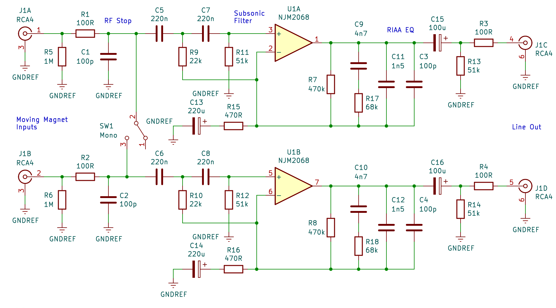 Spartan 5 phono stage audio path schematic diagram